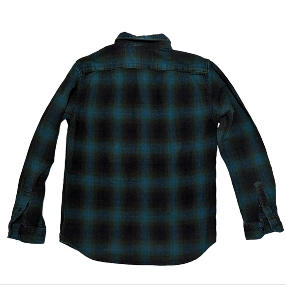 Ezekiel Men's Large Dark Green/Blue Button-Down & Roll-Tab Sleeve Flannel Shirt - Picture 2 of 11